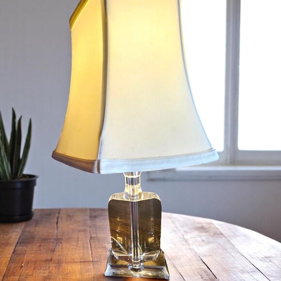 MId-Century Solid Crystal 21" Table Lamp with Shade - Picture 8 of 10